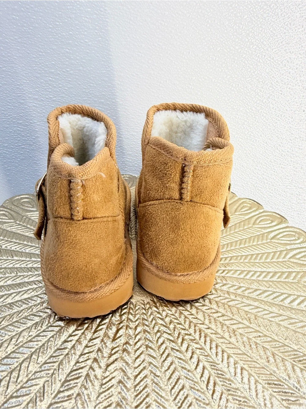 Capelli New York Kids Faux Fur Buckle Ankle Boots Tan